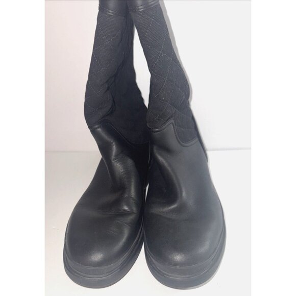 Cole Haan Black Leather Waterproof Quilted Winter Boots Women 8.5B EUC CHARITY - Picture 1 of 7